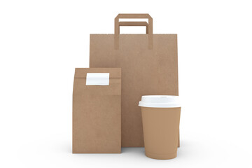 Disposable coffee cup and parcel bag 