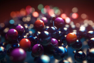 Colorful 3D illustration depicting the microscopic process of polymerization - obrazy, fototapety, plakaty