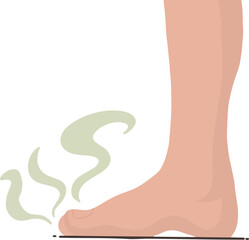 Vector of stinky foot smell not good foot body odor illustration