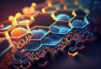 Nanosheets , molecular layers . Layers of molecules , nanomaterials . 3d illustration rendering. Generative AI - obrazy, fototapety, plakaty