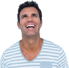 Obraz premium Handsome man laughing while looking up
