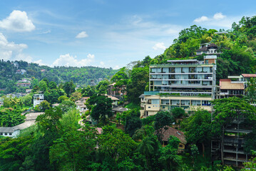 Houses and hotel on the hills with dense vegetation © VitaL
