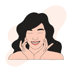 a beautiful woman is cleaning her face