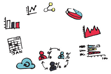 Composite image of business icons against white background 