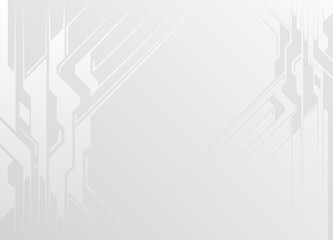 Abstract tech geometric background with white futuristic shape elements. Light gray background technology vector design. Decorative web layout, poster, banner, brochure cover. Abstract tech tattoo
