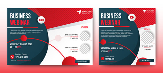 Fototapeta na wymiar Digital Business Entrepeneur live webinar banner invitation and social media post template. Business webinar invitation design. Vector 