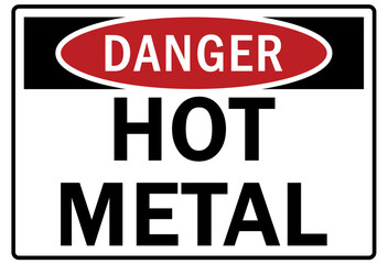Hot warning sign and labels hot metal
