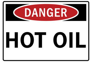 Hot warning sign and labels hot oil