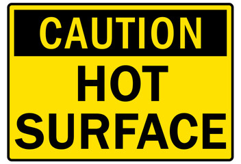 Hot warning sign and labels hot surface