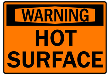 Hot warning sign and labels hot surface