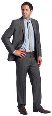 Smiling businessman with hand on hip