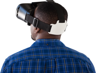 Man using virtual reality headset