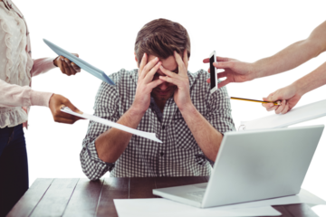 Businessman stressed out at work