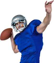American football player looking away while throwing the ball