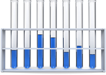 Test tubes with chemical solution in rack