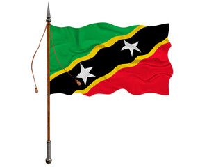 National flag of Saint Kitts and Nevis. Background  with flag of Saint Kitts and Nevis