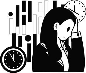 female entrepreneurs are tired of working illustration in doodle style