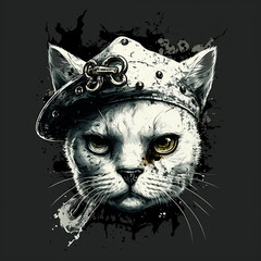 black and white cat pirate