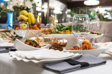 Festive concept. Beautifully decorated holiday table.