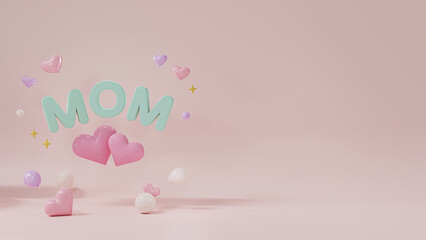 Happy Mothers Day background. Funny Style Sale Promotion Banner Background for Product display or Social Media Banner. Sale Text Font 3D Illustration.