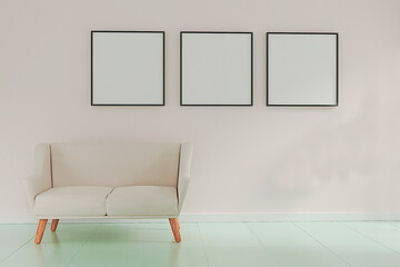 living room design. empty room design interio.Photo frame mock up 3d rendering