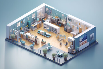 Naklejka premium Health industry conceptual isometric illustration, clean business design template. Generative AI