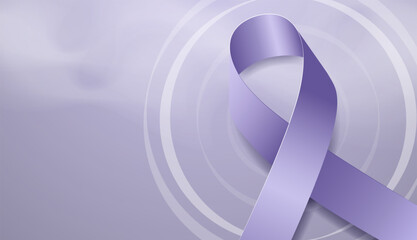 Stomach Cancer Awareness Month concept. Banner template with periwinkle blue ribbon. Vector illustration