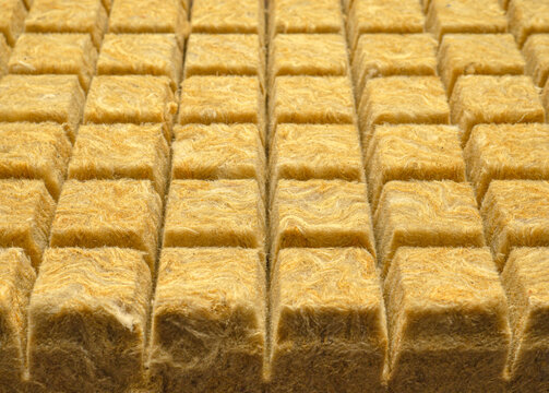 Top view of Rockwool for plantation balancing moisture and oxygen