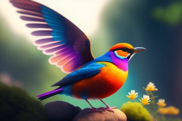 Fototapeta premium a mixed media painting of a bird. Generative AI