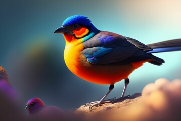 Fototapeta premium a mixed media painting of a bird. Generative AI