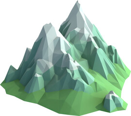 Beautiful mountain Low poly 3D style isolated. Generative AI.