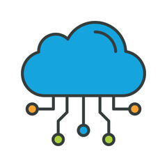 Cloud Technology  Vector Fill outline Icons. Simple stock illustration stock