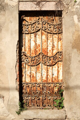 Door gate iron ferrous ancient panorama landscape old old-fashioned detail welding color beautiful characteristic