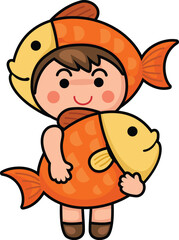 Pisces sign zodiac vector illustration of the children