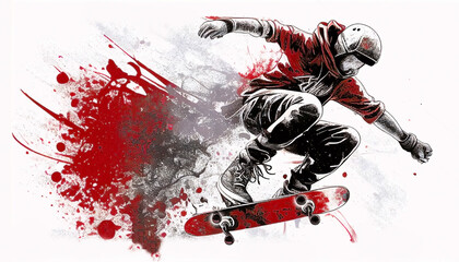 vector illustration of skateboarding. AI generative