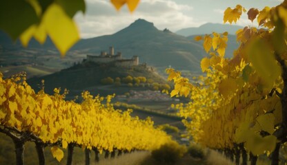Landscape of italian vineyards, generative AI