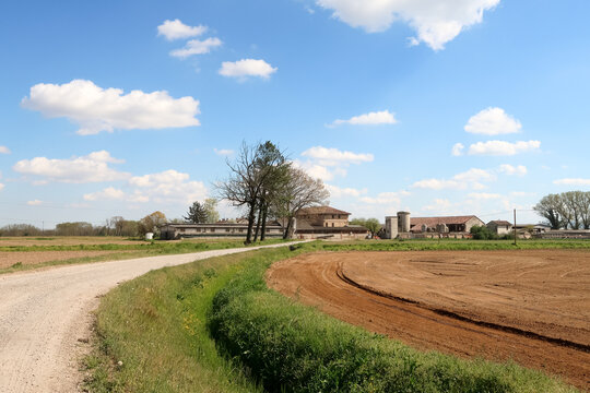 Po Valley Panorama Landscape Fields Agriculture Sky Horizon Color Blue Trees Earth Terrain Italy Italian