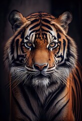 Fototapeta premium Tiger with a majestic expression, looking regal and powerful, generative ai