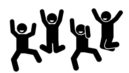 happy and dancing stick figure pictogram illustration