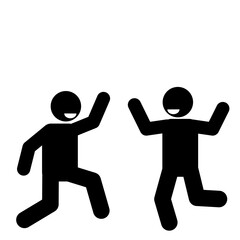 happy and dancing stick figure pictogram illustration