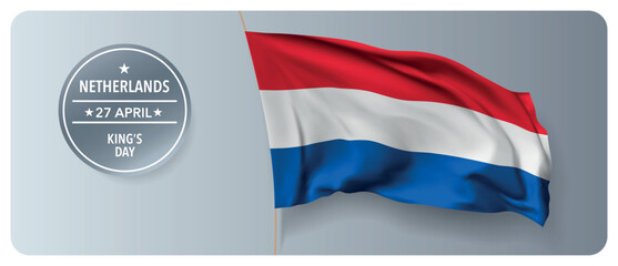 Netherlands king's day vector banner, greeting card