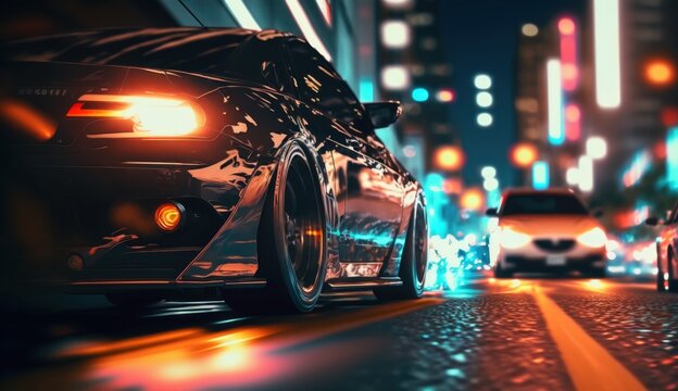 Anime Tokyo streetrace at night, generative AI