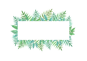 frame with green leaves