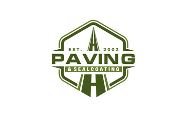 road construction logo design for Asphalt repair. Paving design template vector icon idea with highway.