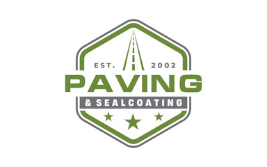 road construction logo design for Asphalt repair. Paving design template vector icon idea with highway.