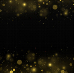 Falling stars with gold dust. Sparkling magical yellow dust particles and stardust. Vector.
