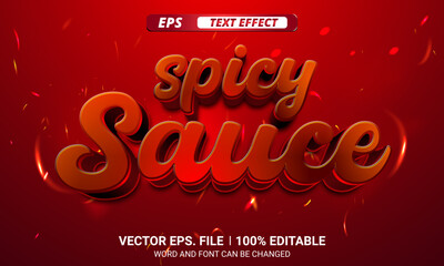 Spicy sauce 3d editable text effect poster vector