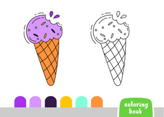 Coloring Book for Kids Ice Cream Popsicle Page for books Magazines Vector Illustration Template