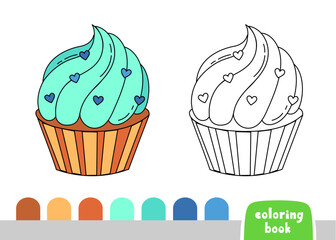 Coloring Book for Kids Cake Page for Books Magazines Vector Illustration Template