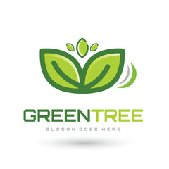 Line Art Oaks tree Logo design. Simple, minimal and elegant forest logo design.